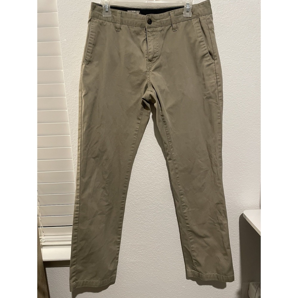 Volcom Chino Pants Mens 30 Beige Khaki Straight Leg Mid Rise Zip Fly Casual